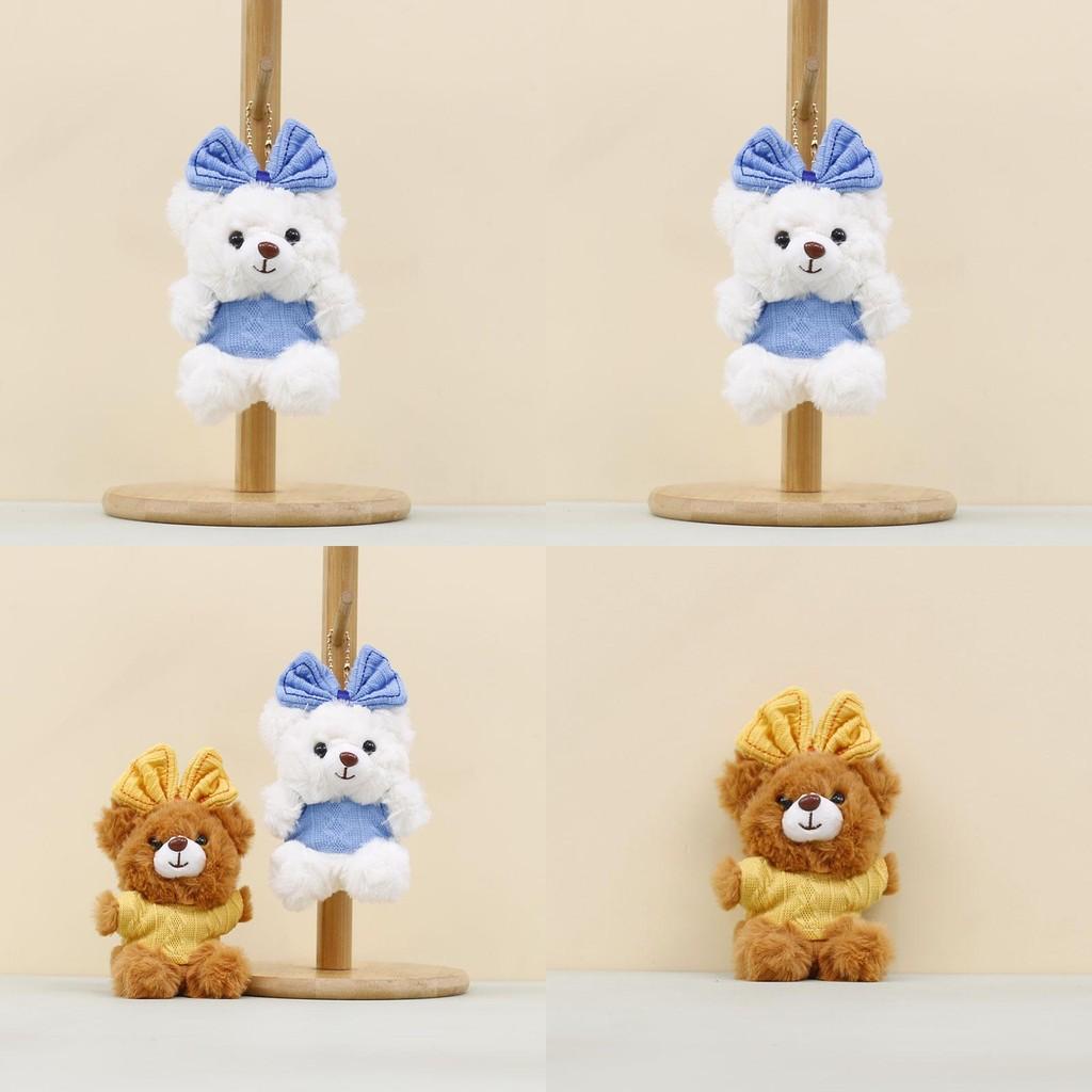 Plush Bear Keychain With Bow Cute Cartoon Toy For Bag Decor And Gifts