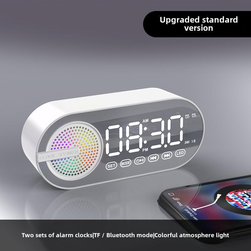 Portable Luminous Bluetooth Speaker & Alarm Clock with Rechargeable Battery for Bedroom/Student Use