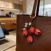 Elegant Tulips Shaped Leather Keychain With Beaded Accent For Bags And Keys Stylish Accessory Gift