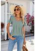 EU Cross-Border Women's Square Neck Pleated Short Sleeve Loose T-shirt 2024 Spring/Summer Collection