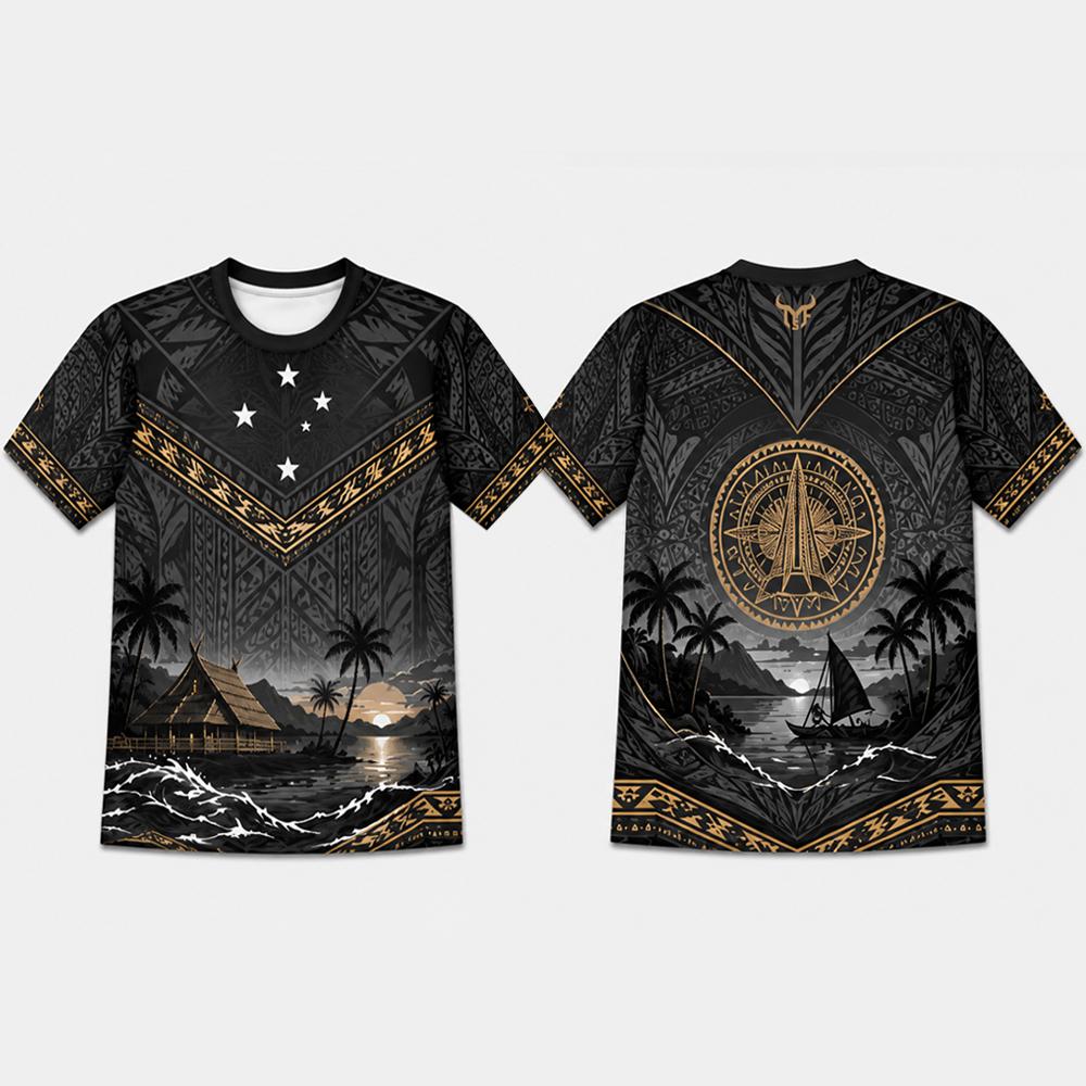 Neues Samoa Vintage Trikot Sport Schnelltrocknendes Fußball T-Shirt Polynesische Stammes-Tattoos Samoanische Meeresschildkröte & Segelboot Grafik Tops