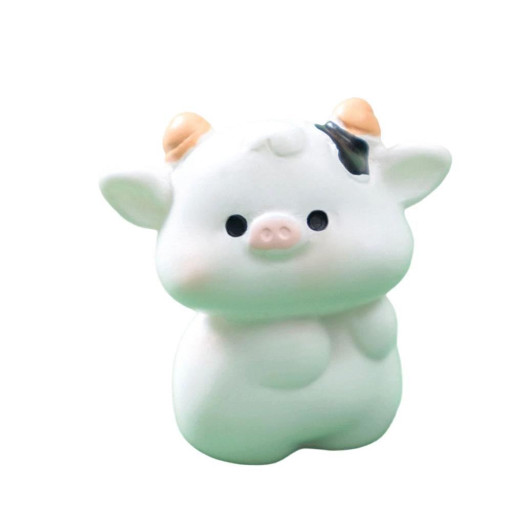 Cartoon Cow Figure Mini Miniatures Animal Garden Terrarium Resin Decorations Stakes Craft Landscaping Sculpture