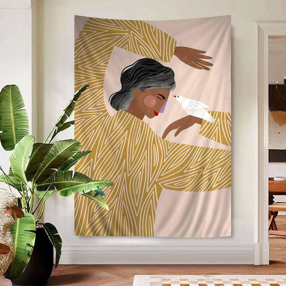 

Sofia Lind Lines Girl DIY Wall Tapestry Art Science Fiction Room Home Decor Wall Art Decor 74x94cm(29x37in)