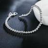 Silver Plated Bracelet 4MM Beads Chain for Woman Popular Brands  Fashion Wedding Party