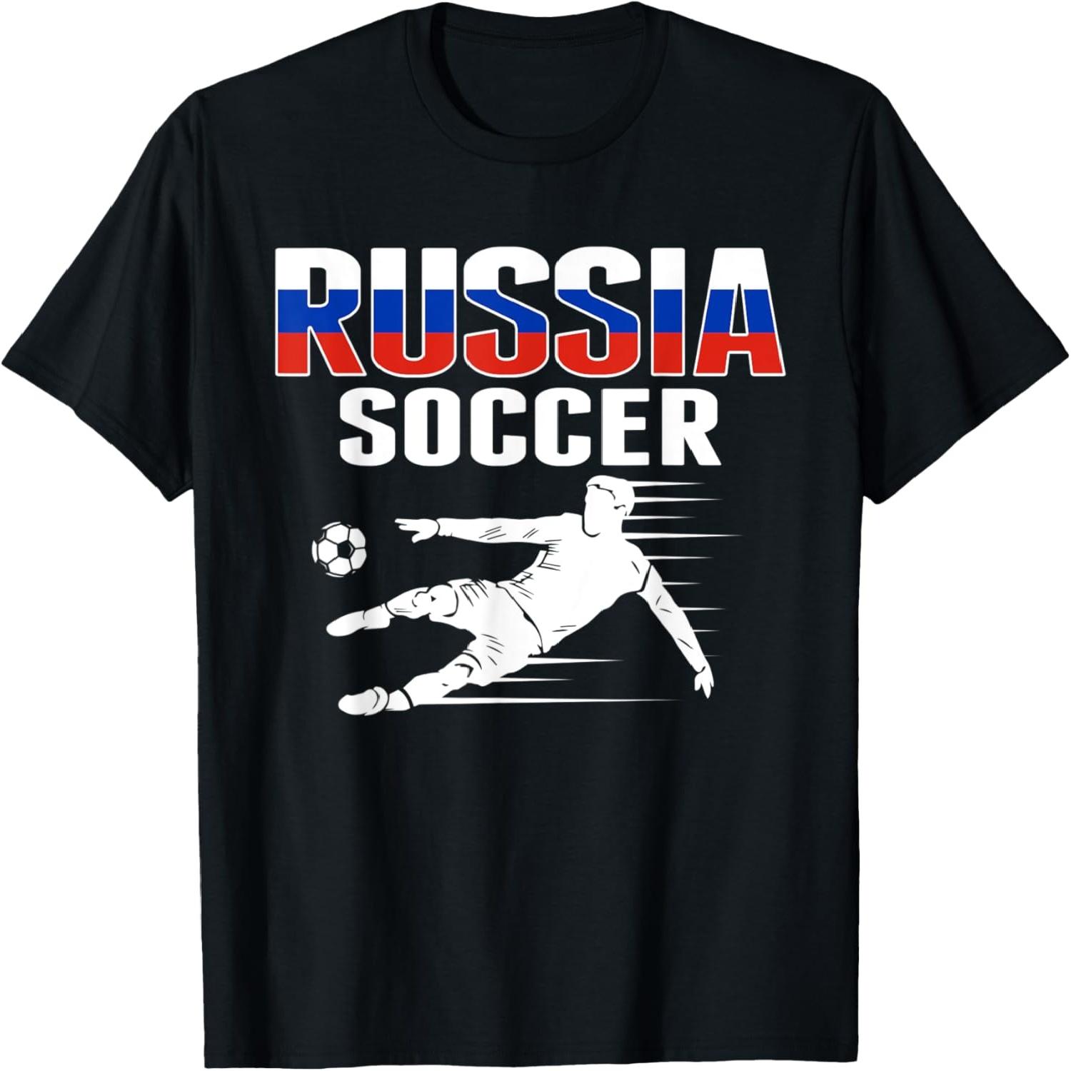 Russia Soccer Lovers Jersey - Russian Flag Football Players T-Shirt(1) S