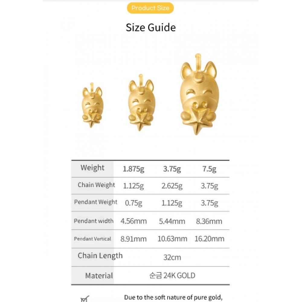 Porti 24k Gold 1.875g Horse Zodiac Special Stone Necklace