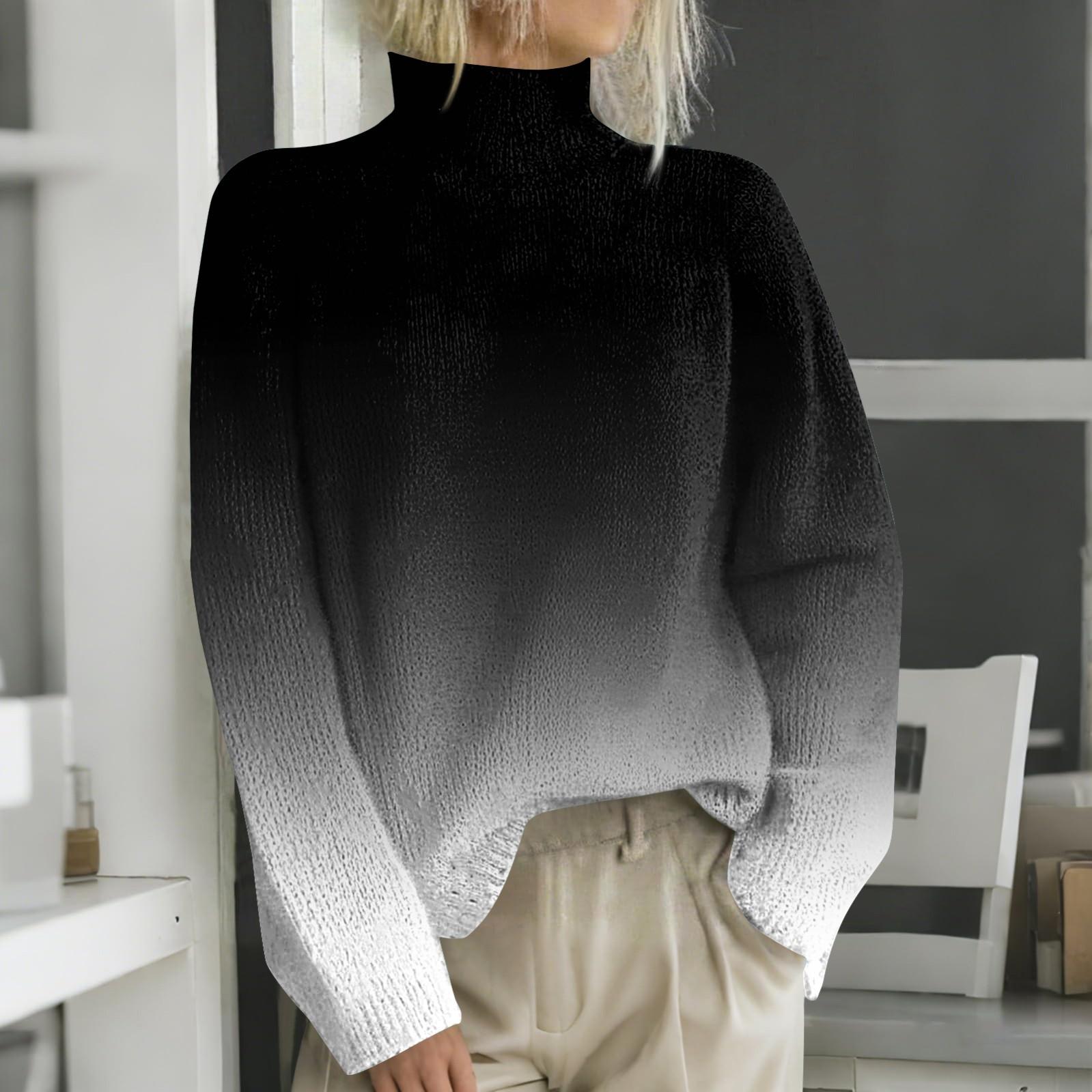 

Рождественские толстовки для женщин Вязаный свитер Милая рубашка Осенняя водолазка Пуловер Топы XL чёрный