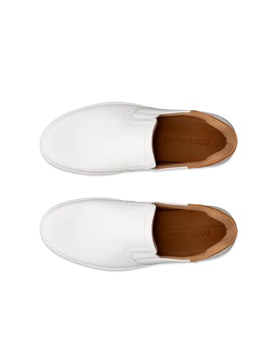 ECCO SOFT 7 M Men's Genuine Leather Slip-On Shoes, Size 25.5 Cm, 3E, White/Lion, 47083450104