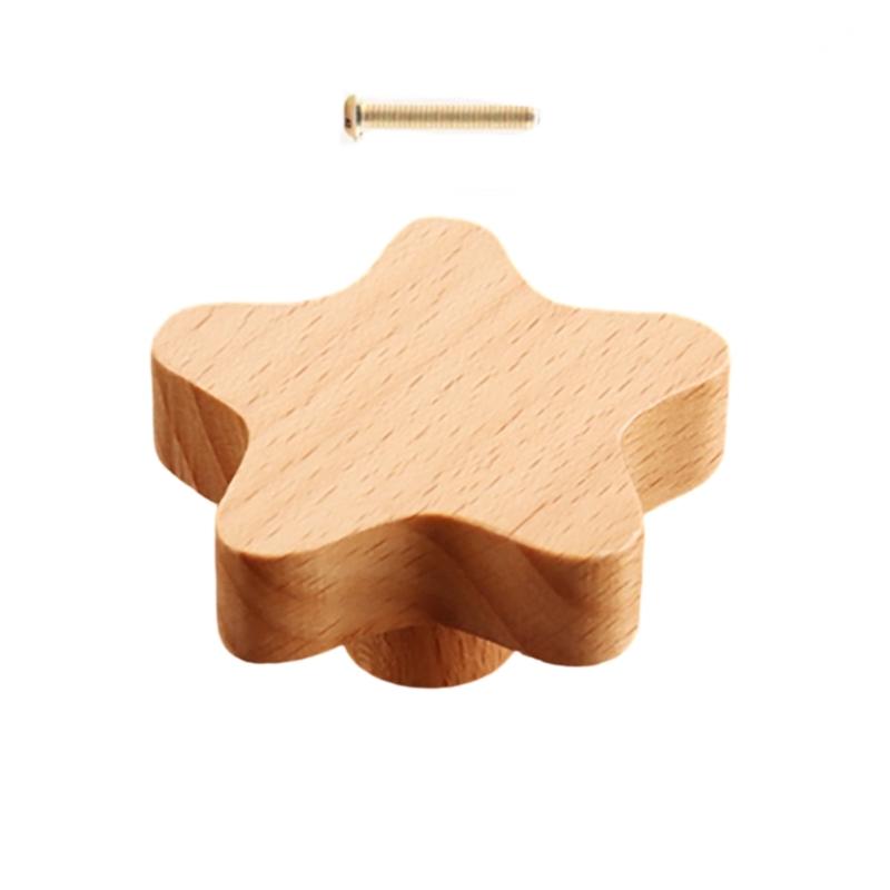 Lovely Wood Handle Wardrobes Handle Hardware Drawer Knobs Children Room Furniture Accessories Door Pulls