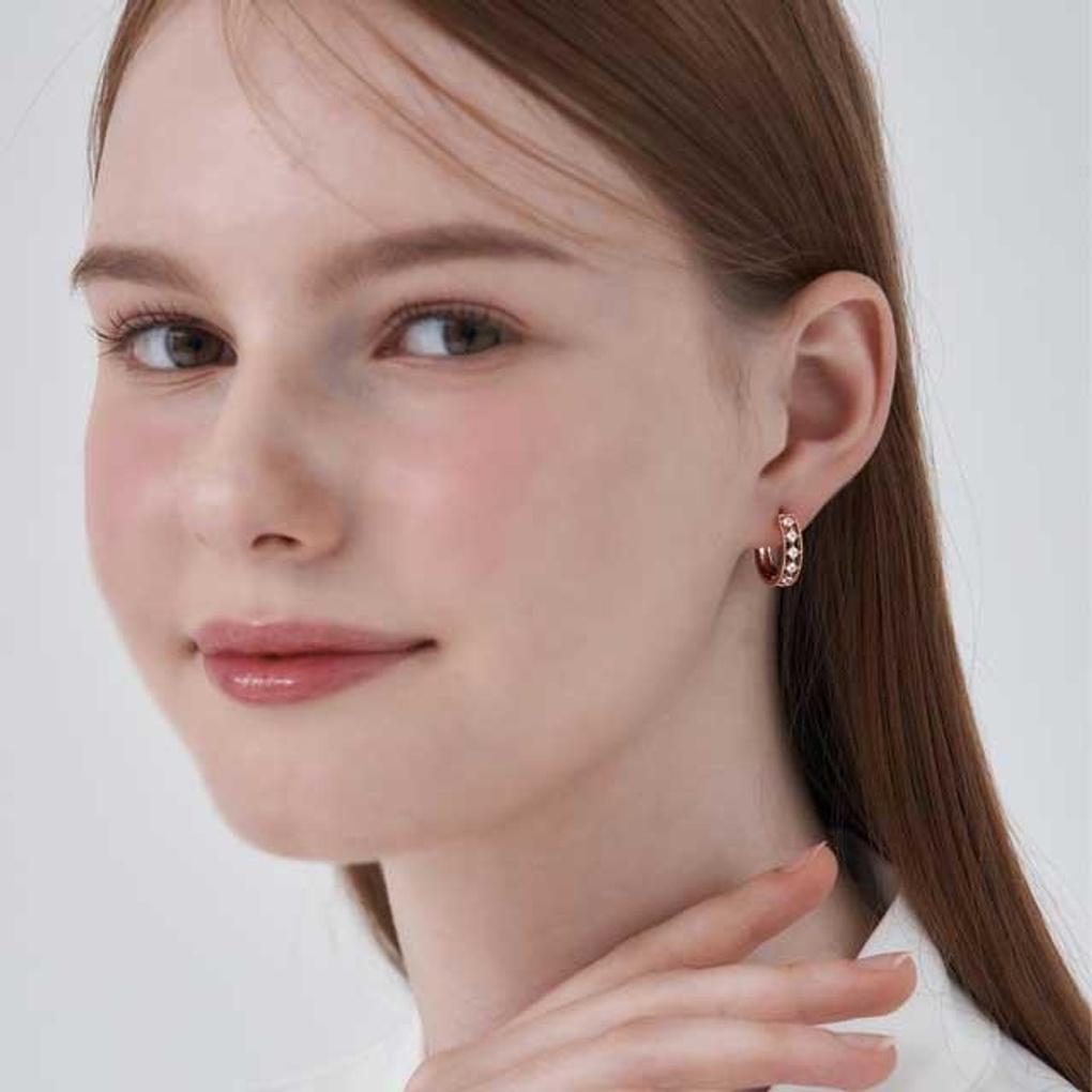 14K Fyrkantig Sten Enkelt Klick Örhängen C24EGP207