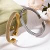 Gold-Plated Titanium Steel Open Cuff Bracelet - European & American Fashion Woven Design