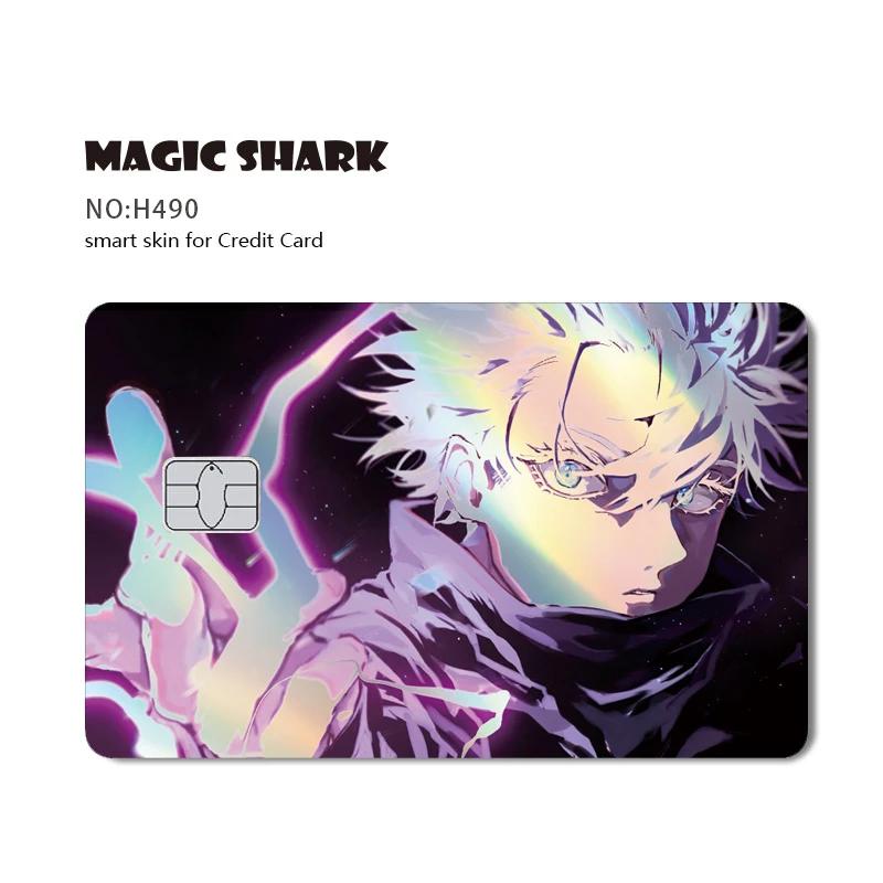100% Nieuwe Anime Jujutsu Kaisens Gojo Holografische Laser Glanzende Voorkant Credit Debit Bankkaart Sticker Folie Skin Cover (as the picture,Small Chip)