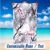 Floral Garden Theme Beach Towel Personalized Custom Name & Text Soft Quick Dry Beach Towel for Swimming Travel