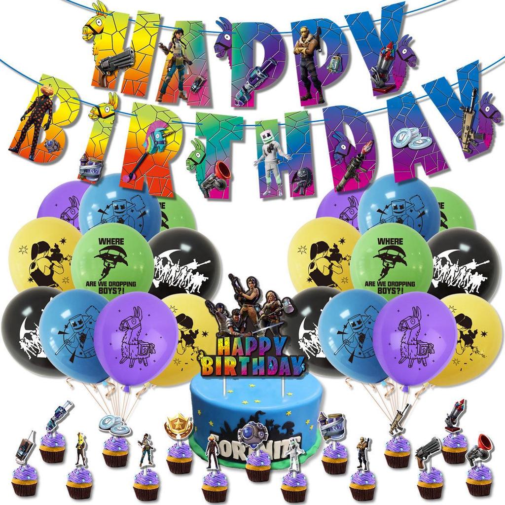 Fortnite Cake Topper Banner Flags for Birthday Party Decor