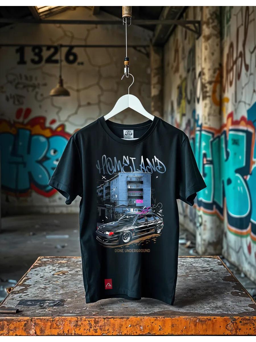 

Black t-shirt with Mouse Rat print, street style S