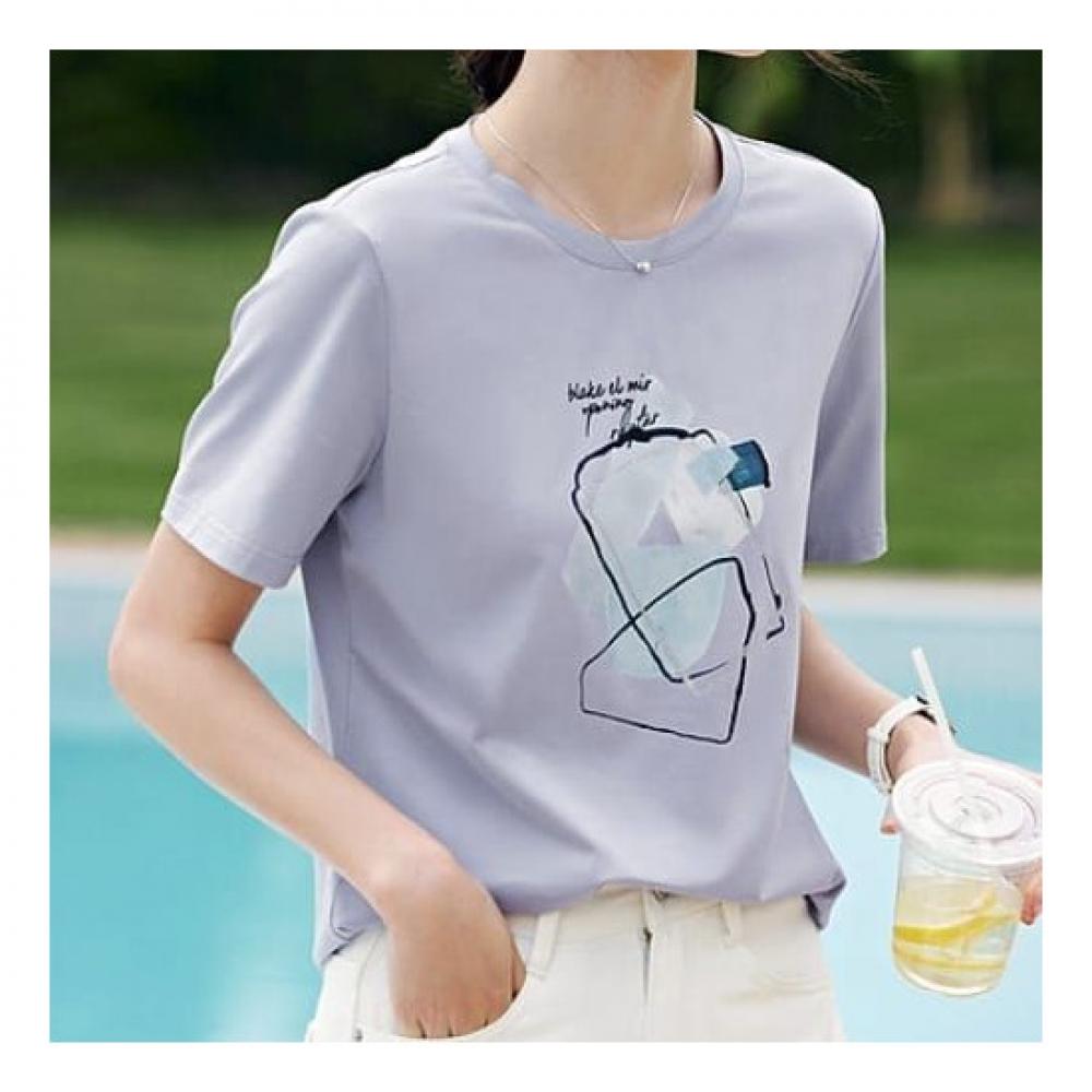 Navava ShorT Sleeve T shirT Simple prinT Round Neck nT1681