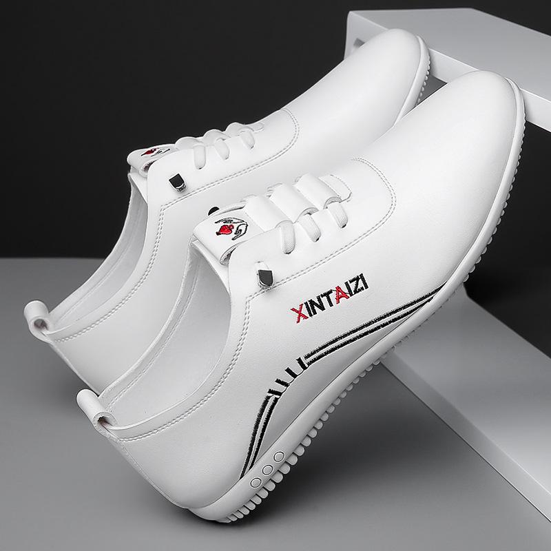 Men's White Leather Slip-On Casual Business Driving Shoes