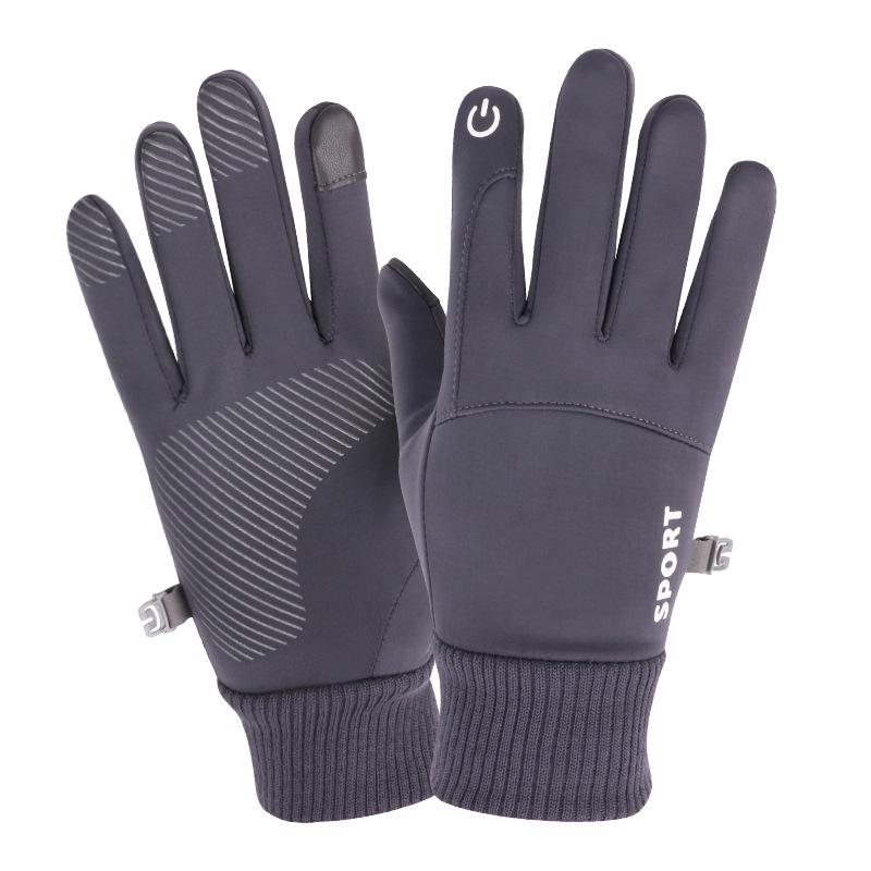 Men's and Women's Touch Screen Waterproof Windproof Fleece-Lined Cycling Gloves for Autumn and Winter