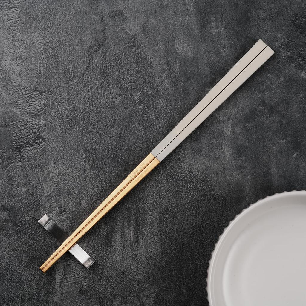 LAYANA a Luxurious Gift Stainless Made In Gold-Rimmed Chopsticks, Idea. Gold-plated Chopsticks, 23cm, SUS18/10 Steel, Taiwan, White.