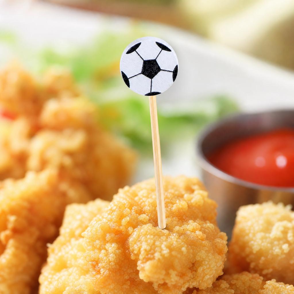 100 Pack Sports Theme Toothpicks for Party Decor Soccer Basketball Baseball Football Design Disposable Picks for Appetizers Snacks Sandwiches Cupcakes