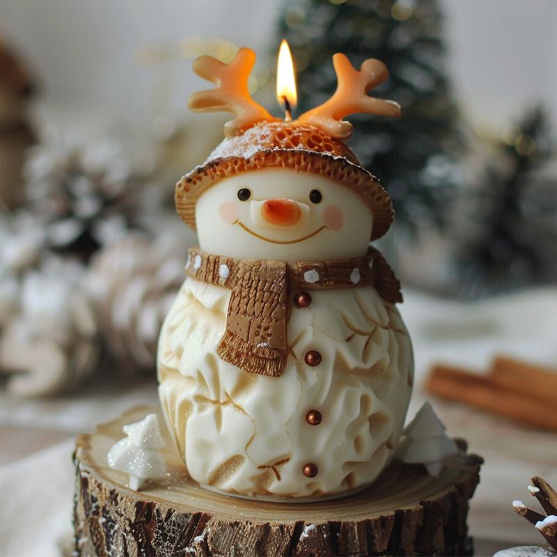 Scarf Snowman Candle Silicone Mold Cute Antlers Snowman Resin Silicone Mould Christmas Decor Hat Snowman Cake Chocolate Molds