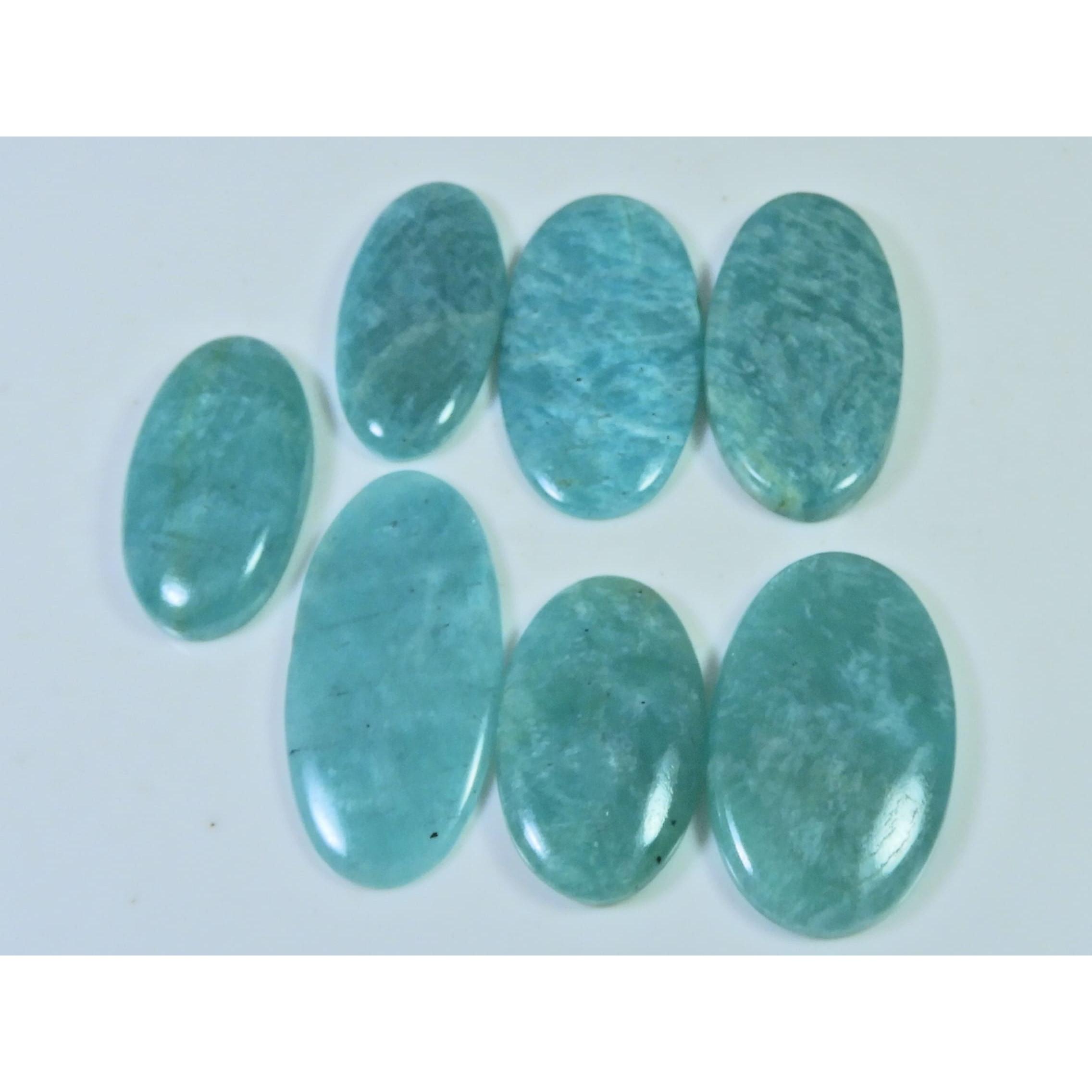 

184Cts. Natural Amazonite Oval Cabochon Loose Gemstone 7Pcs Lot C-656