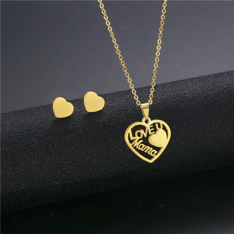 Gold Color Cute Animal Footprints Earrings Set Dog Cat Footprints Paw Necklaces Pendants Women Stainless Steel Zircon TZ329