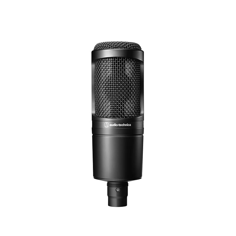 

audio technica AT2020 condenser microphone XLR Video distribution home record podcast Live commentary DTM recording microphone [] black