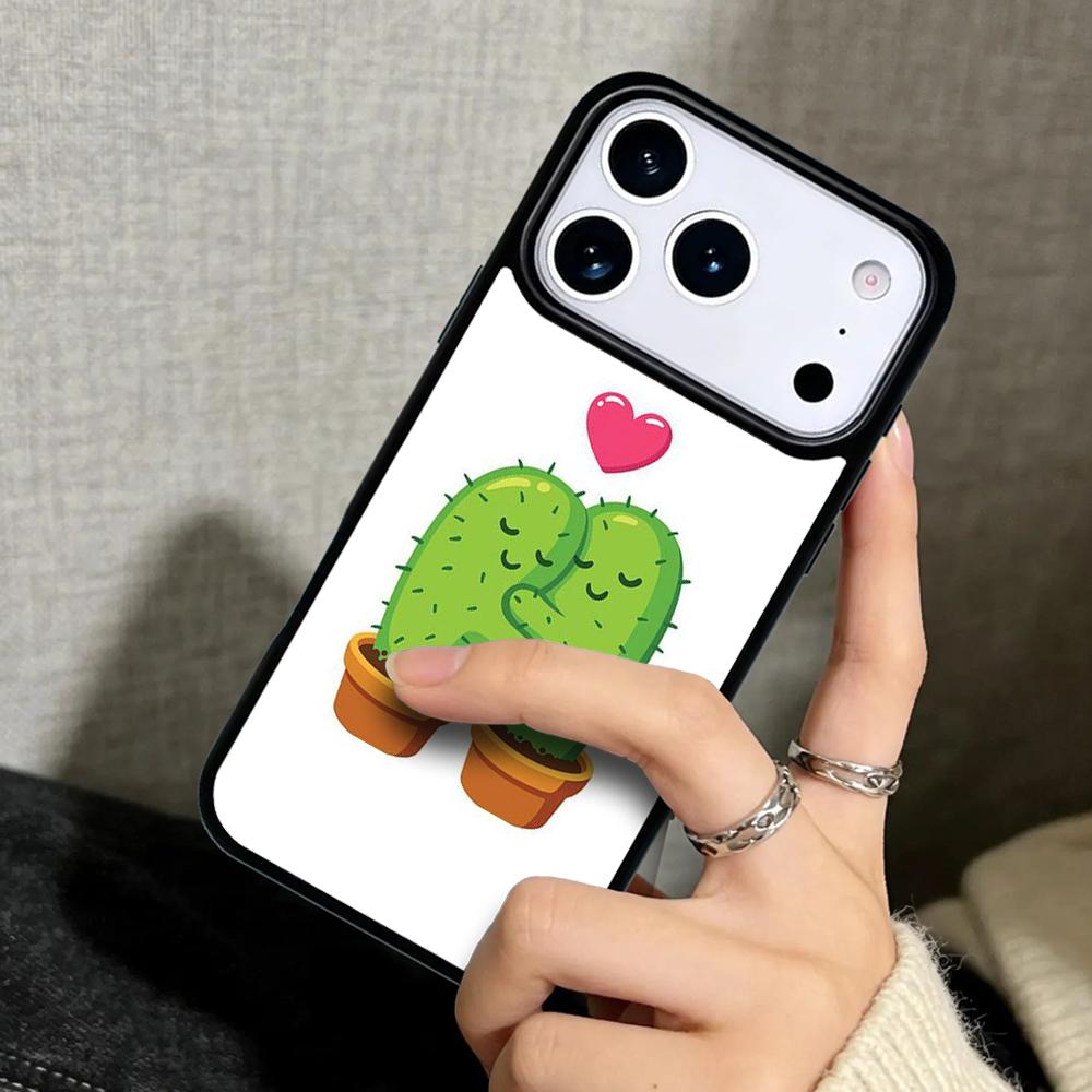 Hülle Case für iPhone 17 Air 16 Pro Max 15 Plus 11 13 Mini 14 12 Rückseite Handyhülle Umarmung Kaktus Sommer