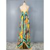 Foreign Trade Retro Personality Elegant Production Loose Sling Exquisite Print Irregular Vacation Smooth Fabric Dress