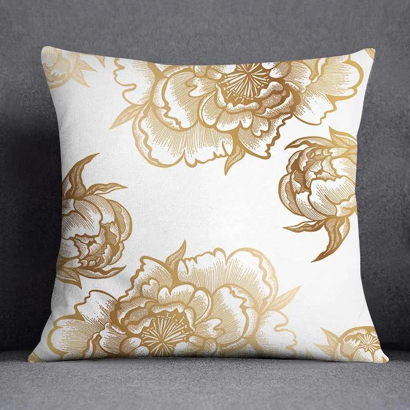 Geometrische Blumen und Pflanzen Serie Muster Heimdekoration Kissenbezug Quadratischer Kissenbezug Heim Büro Kissenbezug