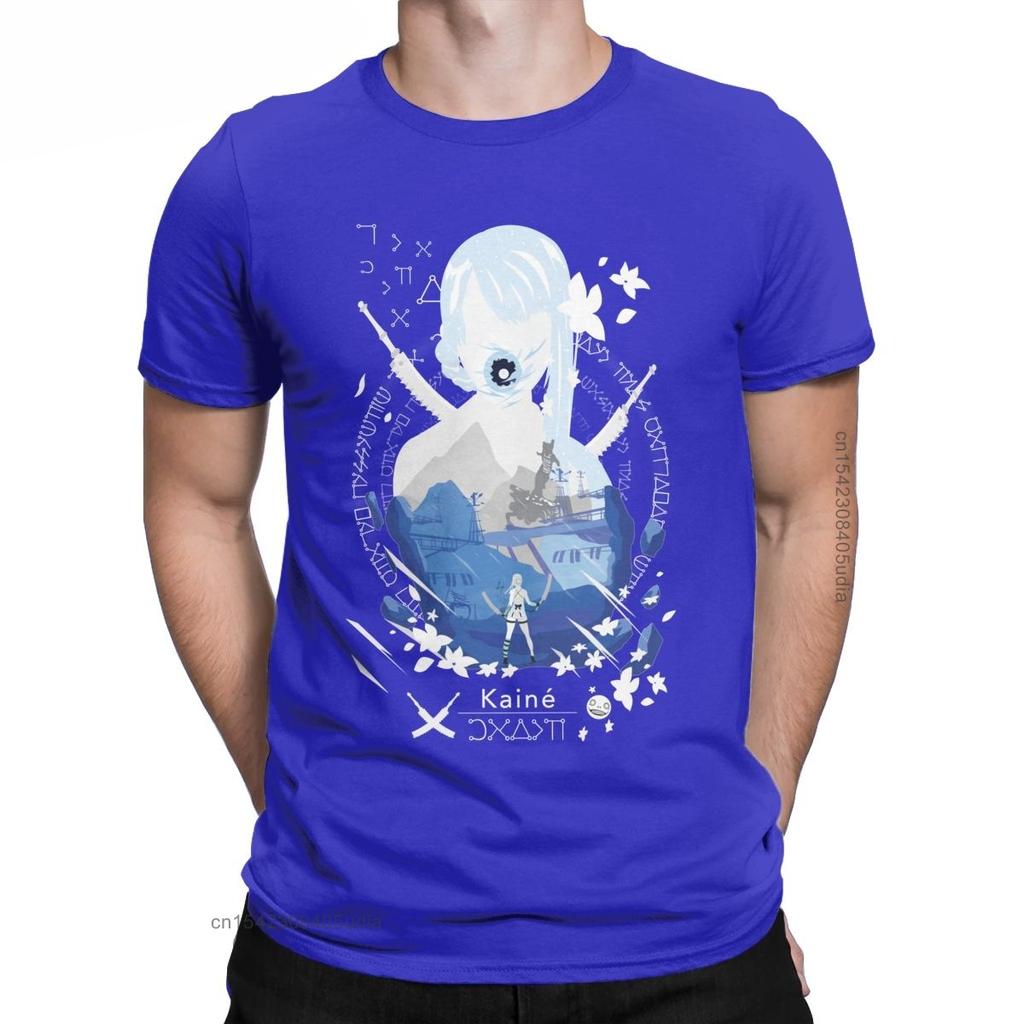Kaine T-Shirt Men Nier Replicant Automata Game Funny Cotton Tees Vintage Oversized T Shirt Camisa Streetwear
