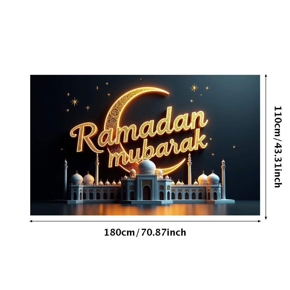 Mosque Backdrop Black And Gold Mubarak Banner Ramadan Banner Themed Ramadan Mubarak Decorations For Event Decor Photography Prop