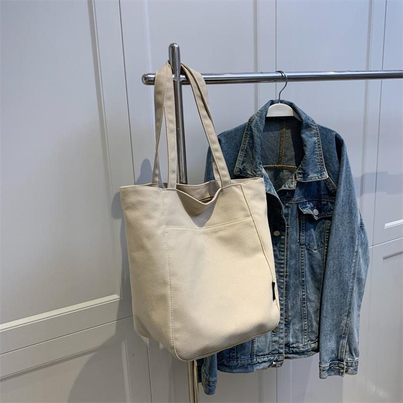 Spring and Summer Large-capacity Bags for Women's New Lazy Canvas Tote Bags for College Students In Class Shoulder Tote Bags