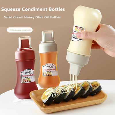 Sticle de stoarcere pentru condimente cu duze din plastic Ketchup Muștar Sosuri fierbinți Sticle de ulei de măsline Accesorii pentru condimente de bucătărie