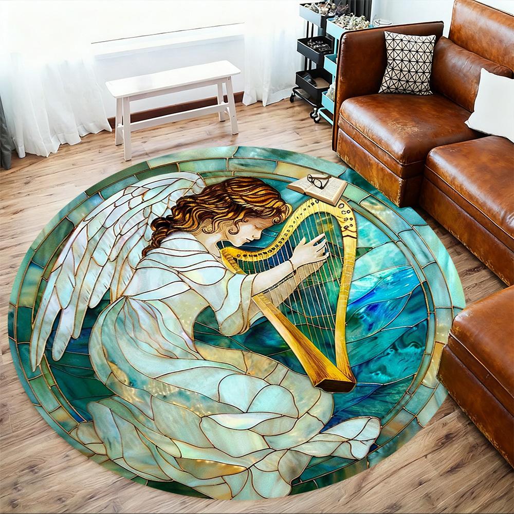 1PC Angel Harp Office Round Area Rug, Under Office Chairs Bedroom Living Room Home Decor, Carpet for Office -1110057