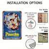 A Beautifully Designed Tin Sign Featuring Authorized Classic Cartoon Characters Pinocchio And Geppetto, Officially Licensed for