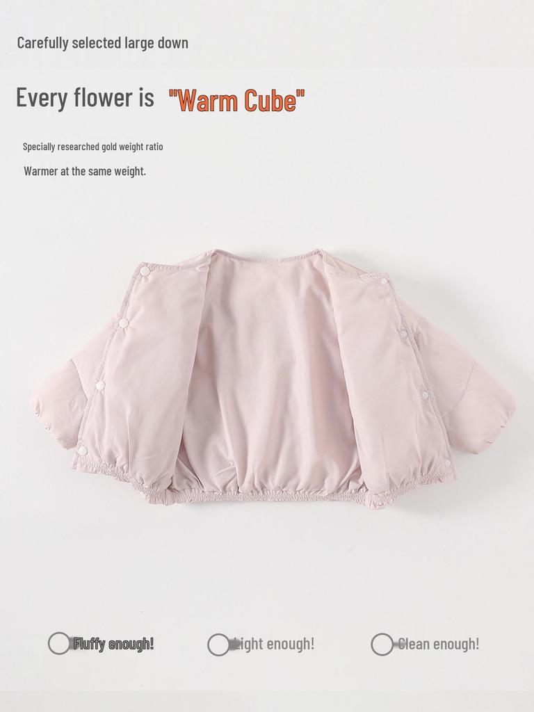 Infant Girls' Lightweight Cartoon Down Jacket - Warm Long Sleeve Outerwear for Autumn/Winter