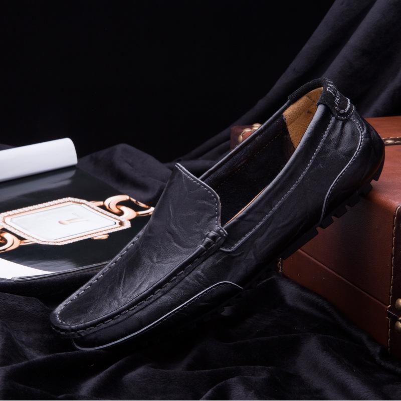 Large size men's shoes spring and autumn leather shoes casual shoes Doudou shoes hollow men's British