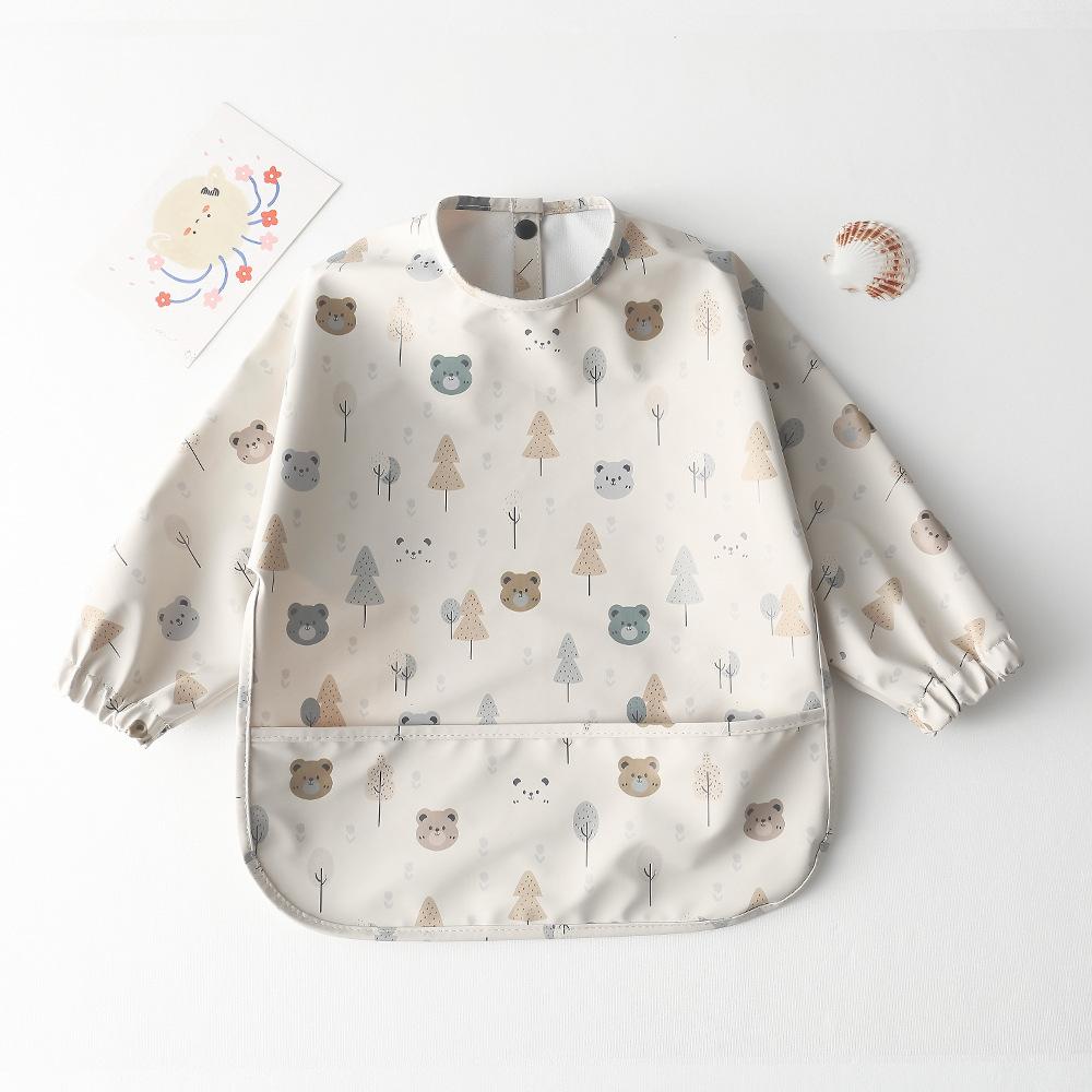 Cute Baby Bibs Toddler Waterproof Long Sleeve Apron Cartoon Animals Children Feeding Smock Bib Baby Stuff Newborn Accessories