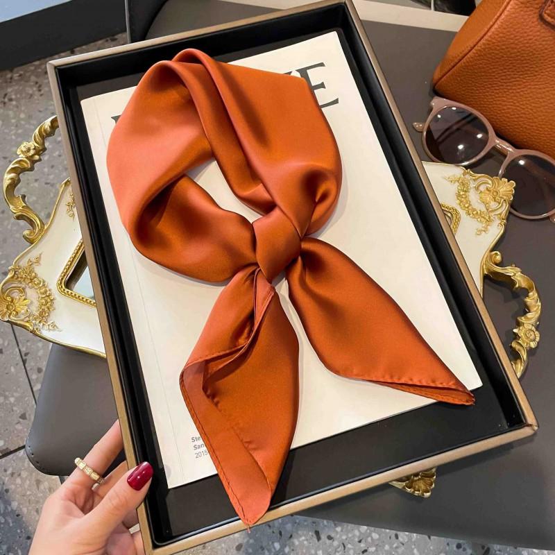 70cm Square Silk-Like Scarf Women Lightweight Fashion Accessory Office Chic Neck Wrap Stylish Print Design