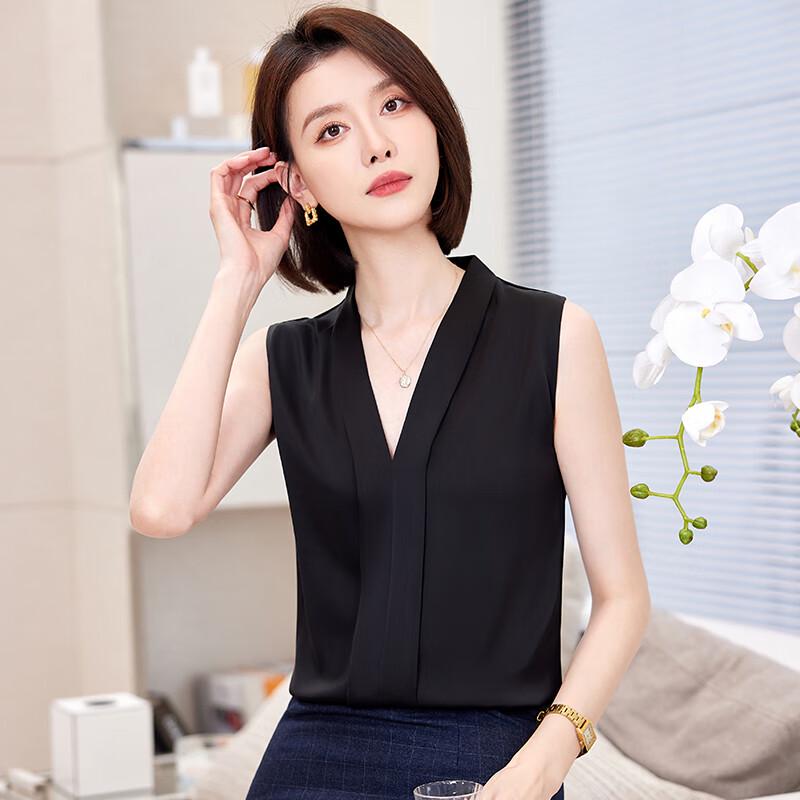 Women's Elegant V-neck Sleeveless Chiffon Blouse