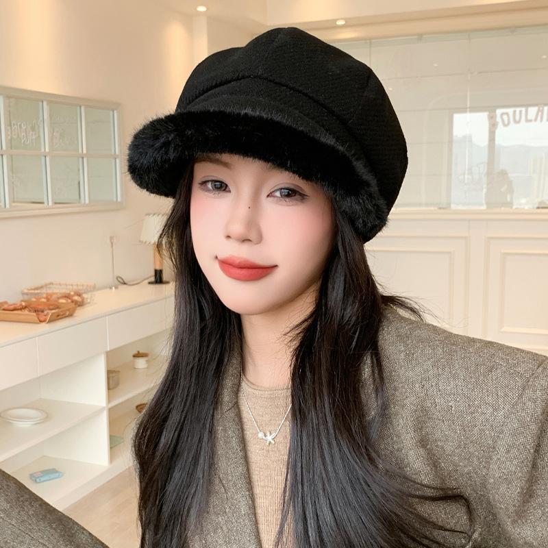 

Берет «Утиный язык», осенне-зимняя шапка, женская модная шапка художника, флисовая шапка с защитой ушей average size