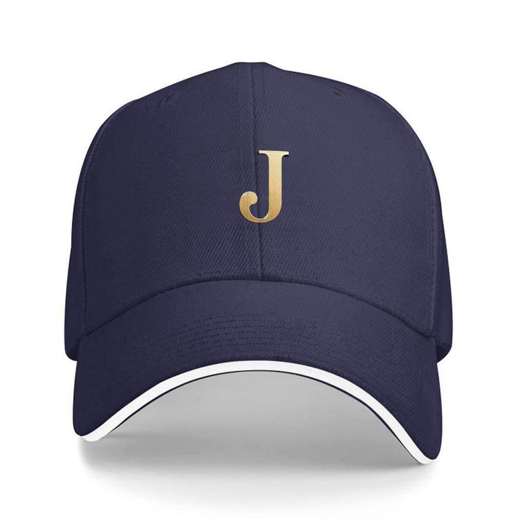 QuickDry Unisex Cap 1pc Lightweight QuickDry Unisex Golden J Letter Cap with Adjustable Strap  Breathable