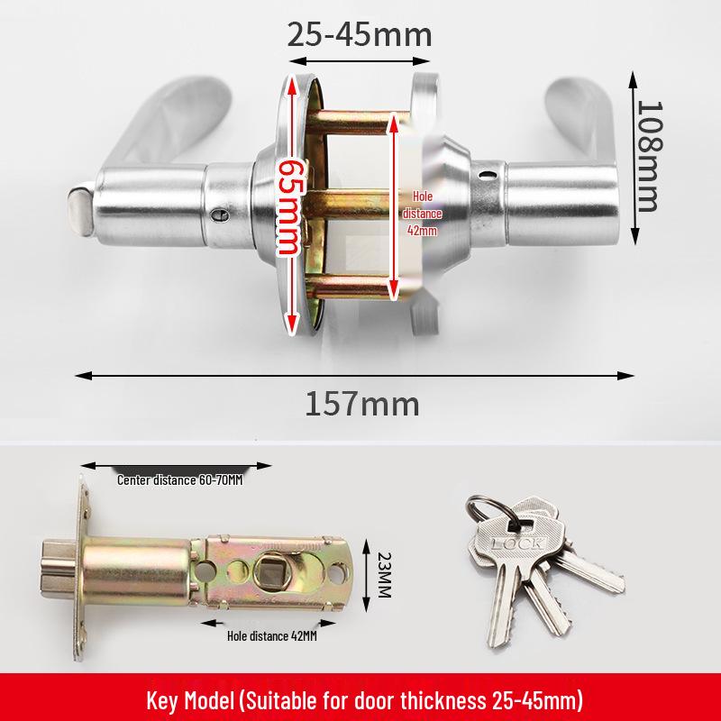 Three-Bolt Aluminum Alloy Spherical Door Handle Lock for Bathroom