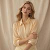 Women Shirt Lapel 46085 Puff Sleeves Button Placket Striped Print Summer Shirt Loose Fit