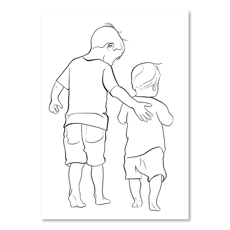 Abstract Black And White Line Love Family Wall Art Canvas Painting Nordic Posters And Prints Wall Picture For Living Room Decor