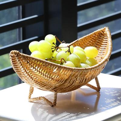 Dokuma Çeşitli Eşya Sepeti Rattan Meyve Kase Tepsisi Sehpa Rattan Meyve Tepsisi Hilal Şekilli Sepet Plastik Rattan Yumurta Sepeti