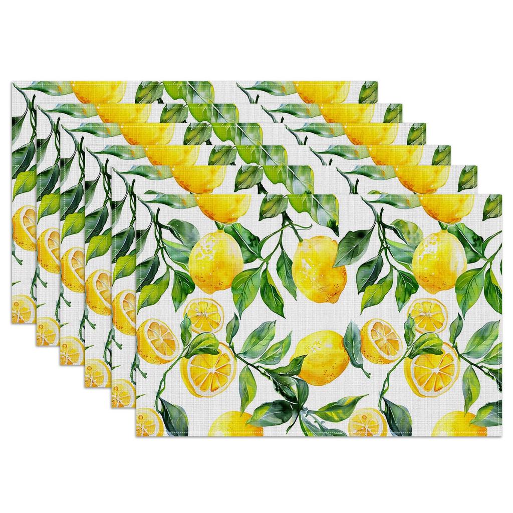 Strawberry Thief William Morris Placemats Set of 6, Floral Bird Washable Linen Place Mat Heat Resistant Non Slip Kitchen Dining Table Mats 12x18 Inch