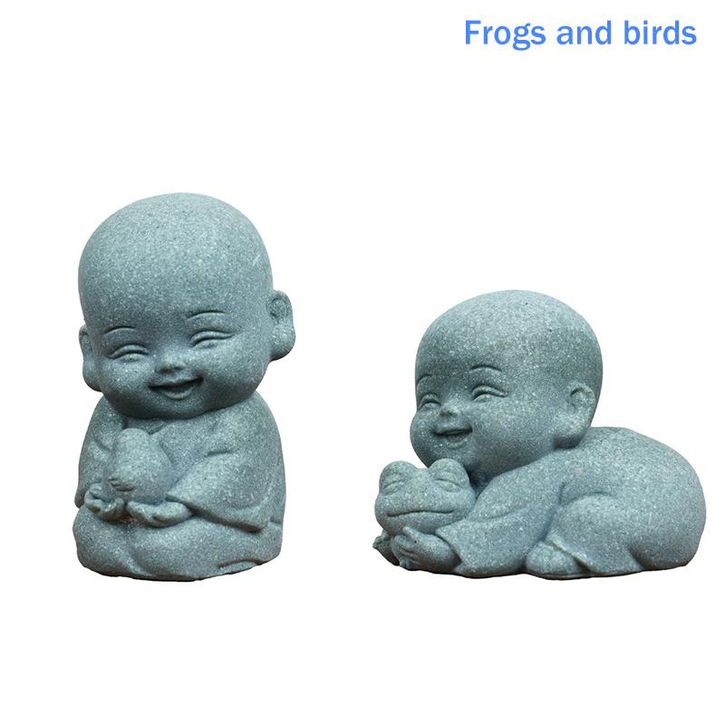 Zen Garden Animal Monk Resin Statue Stone Decor for Outdoor Meditation Home Spiritual Ambiance